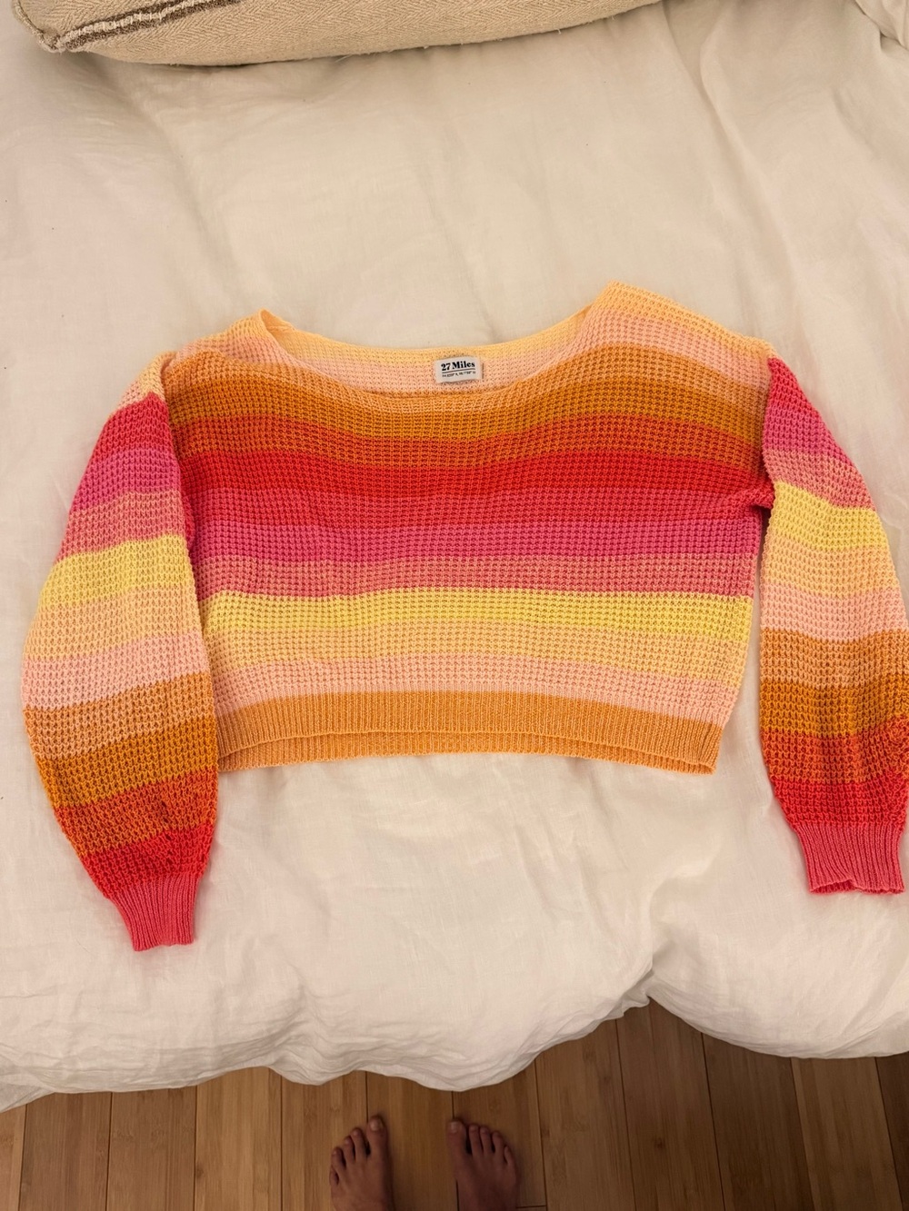 27 Miles Malibu Sunrise Ombre Waffle Knit Sweater XS